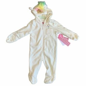 WIPPETTE SOFT FAUX SHEARLING CREAM UNICORN FOOTIE